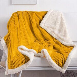 Reversible Fleece Blanket Fuzzy Soft Throw Blanket Warm Cozy Yellow, 60"x80")